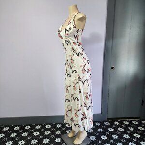 Whimsy Goth Connection 18 White Y2K Victorian Garden Spaghetti Strap Maxi Dress